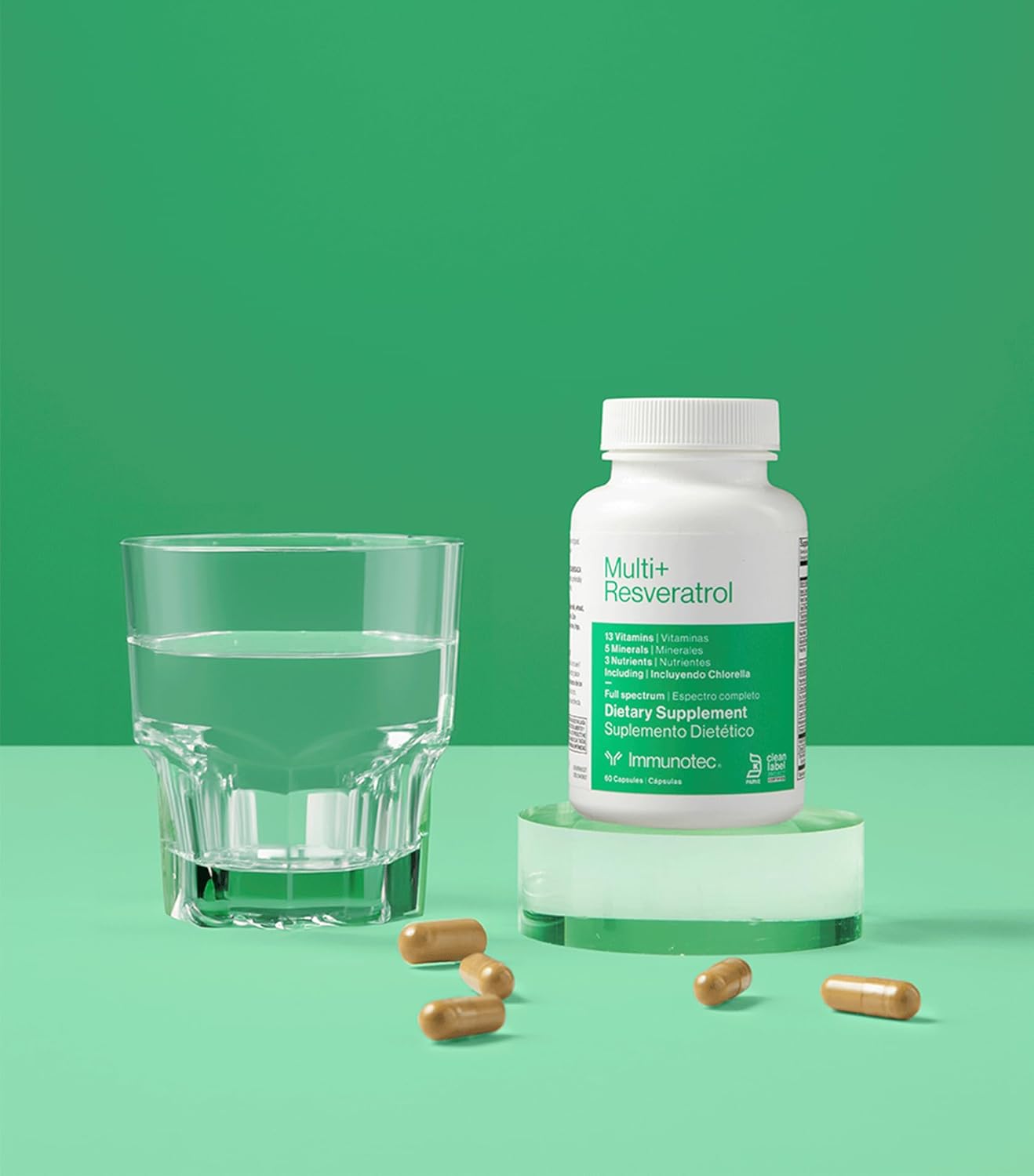 Immunotec Multi+ Resveratrol Full Spectrum Dietary Supplement with 13 Vitamins, 5 Minerals, and Chlorella