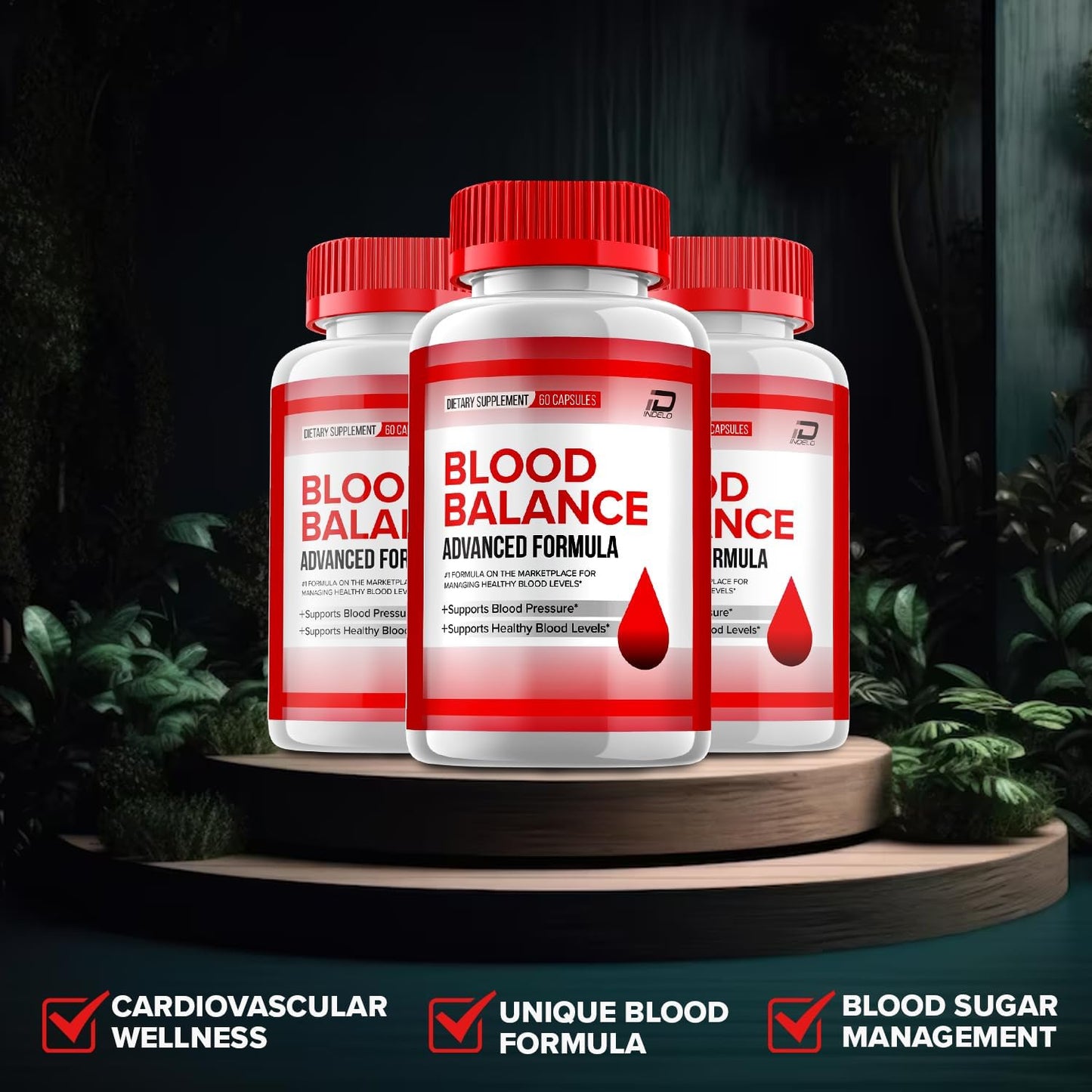 Indelo Blood Balance Capsules - All Natural Maximum Strength Supplement for Healthy Blood Levels - 60 Capsules