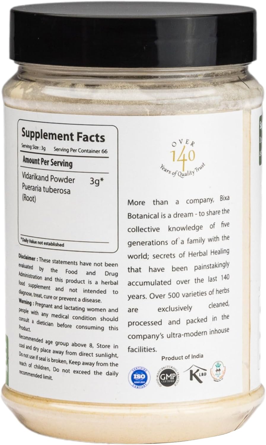 Indian Kudzu Root Powder 7 Oz - Ayurvedic Herbal Supplement for Muscle Mass & Strength, Pure Premium Quality from bixa BOTANICAL