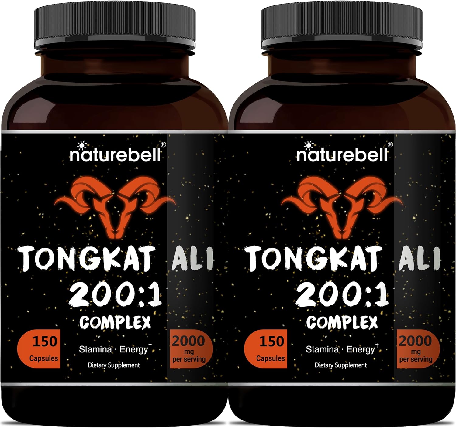 Indonesian Tongkat Ali 200:1 Extract with Panax Ginseng, 2000mg Per Serving for Men's Energy, Stamina, & Health Support - 300 Capsules