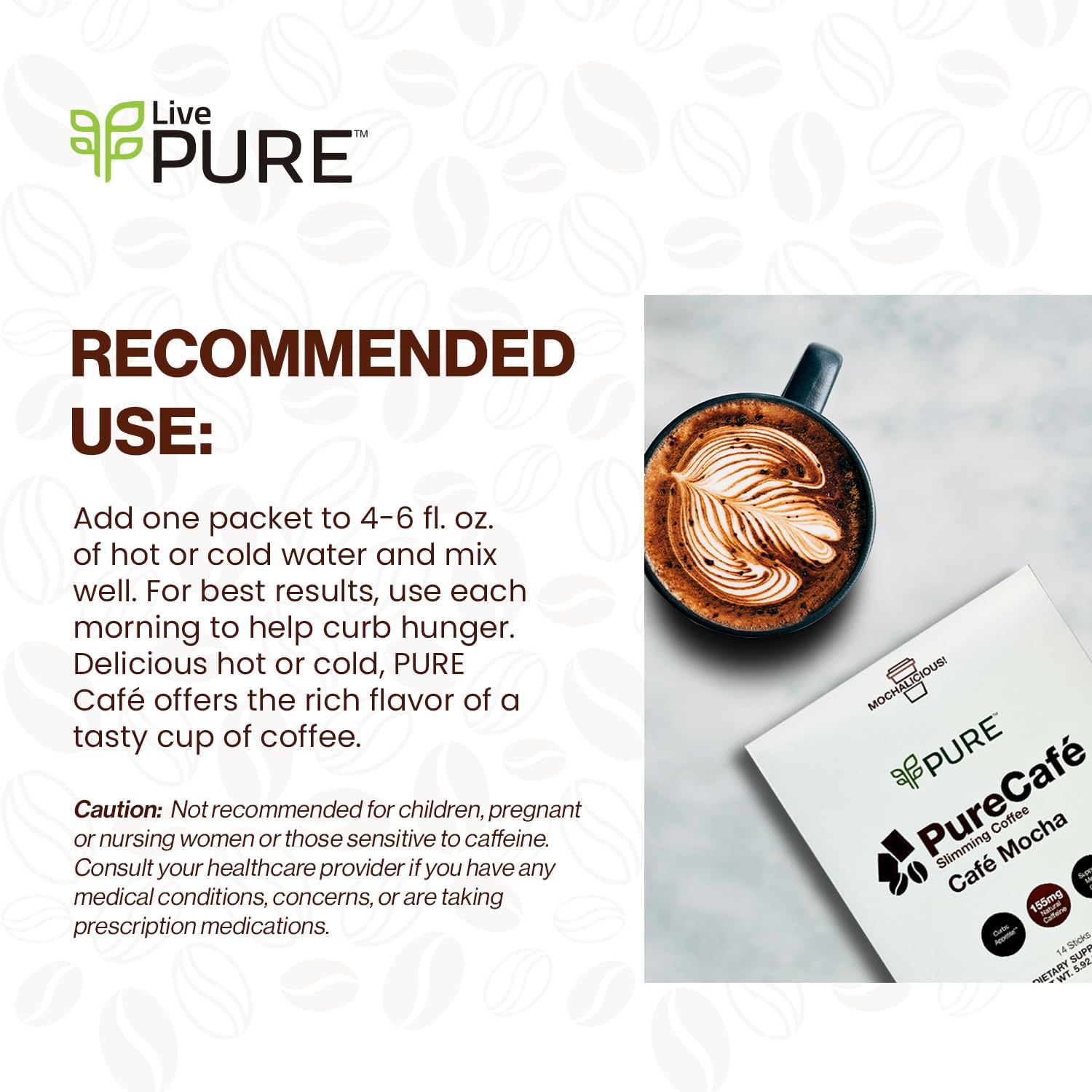 Indulge in PureCafé Mocha with Green Coffee Extract and Garcinia Cambogia for Weight Loss, Boosted with B Vitamins and Oolong Tea - Sweetened with Stevia
