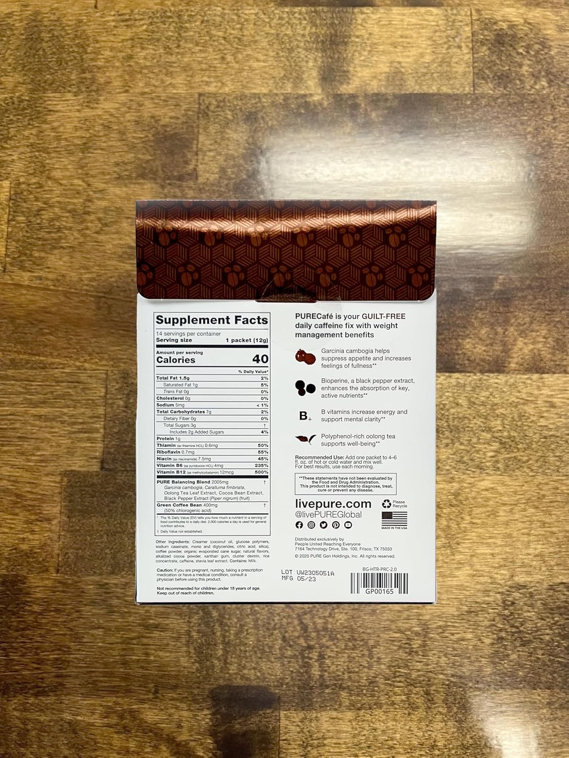 Indulge in PureCafé Mocha with Green Coffee Extract and Garcinia Cambogia for Weight Loss, Boosted with B Vitamins and Oolong Tea - Sweetened with Stevia