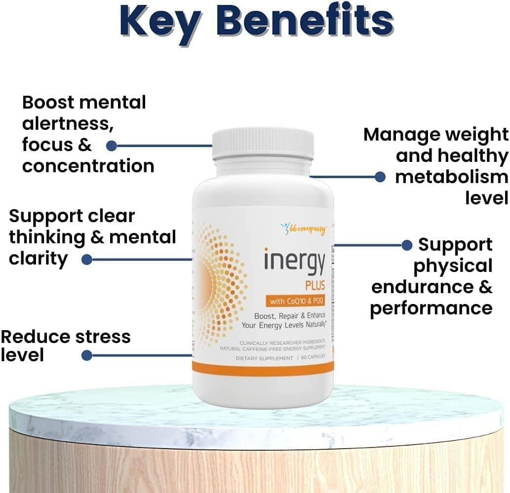 InergyPLUS Women's Energy Vitamins | Natural Supplements for Focus & Fatigue | B12, Folic Acid, Rhodiola Rosea | 60 Ct