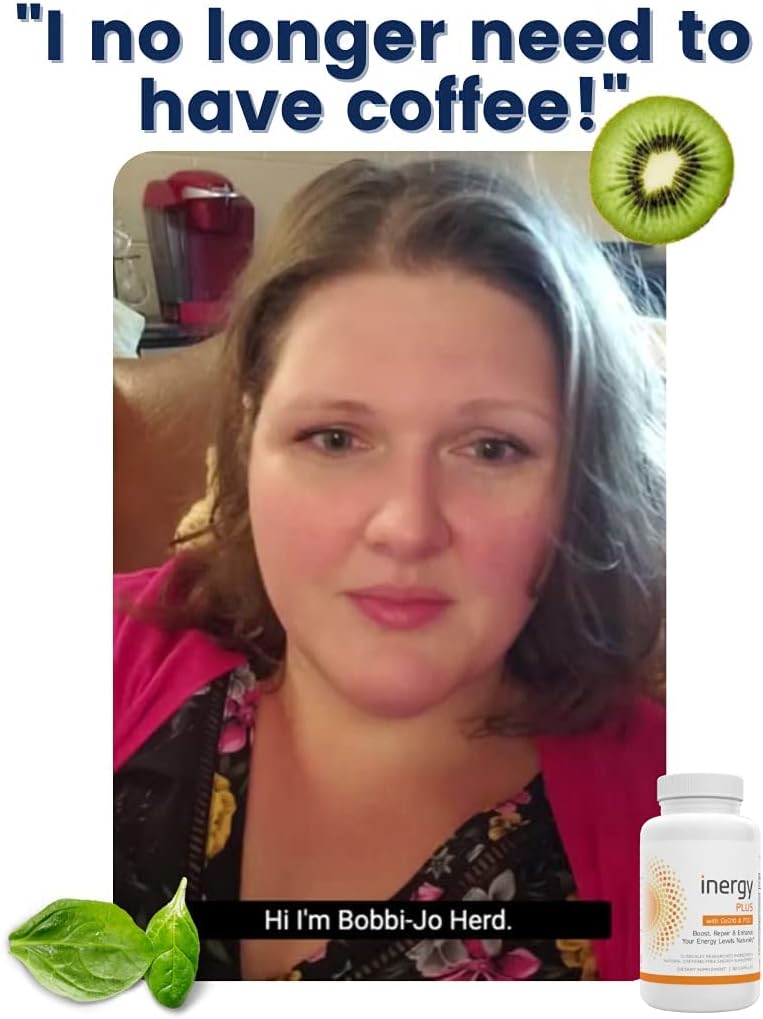 InergyPLUS Women's Energy Vitamins | Natural Supplements for Focus & Fatigue | B12, Folic Acid, Rhodiola Rosea | 60 Ct