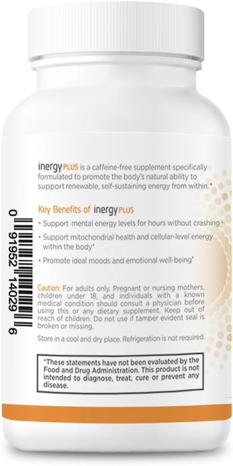 InergyPLUS Women's Energy Vitamins | Natural Supplements for Focus & Fatigue | B12, Folic Acid, Rhodiola Rosea | 60 Ct