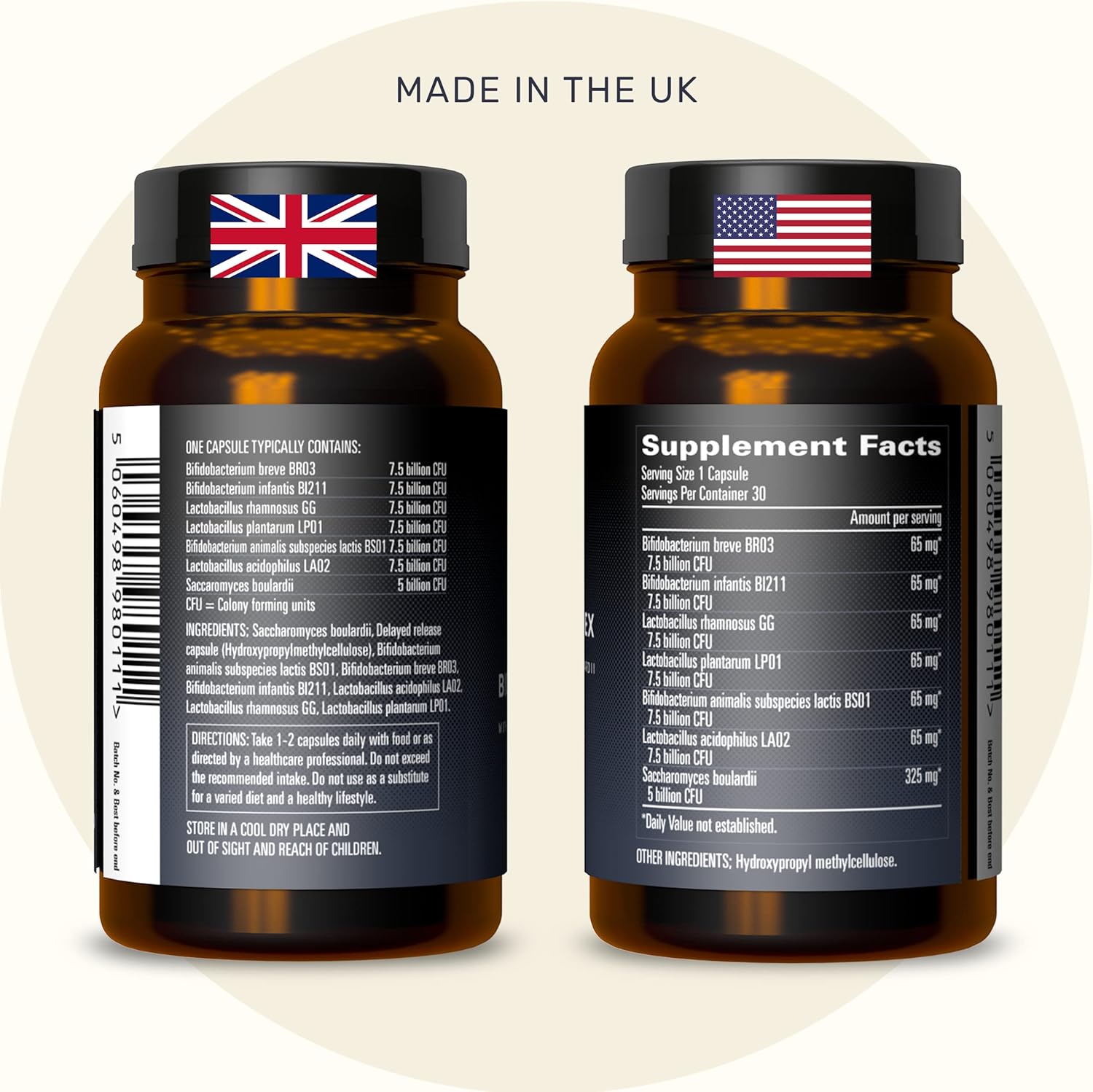 Inessa Advanced Biotic Complex: 50 Billion CFU Probiotic Supplement for Men & Women - 7 Strain Dairy Soy Gluten Free - Gut & Digestive Health - 30 Vegan Capsules