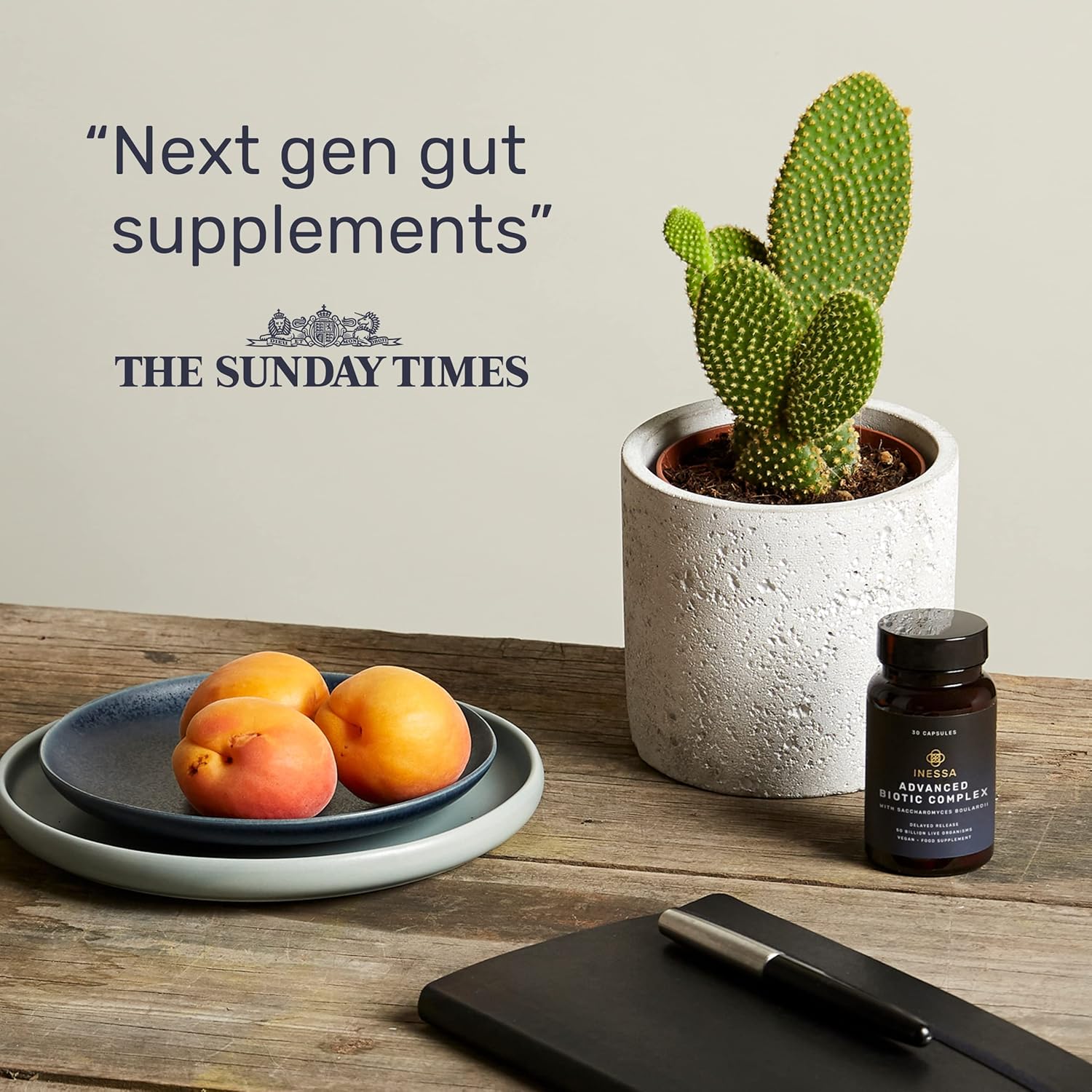 Inessa Advanced Biotic Complex: 50 Billion CFU Probiotic Supplement for Men & Women - 7 Strain Dairy Soy Gluten Free - Gut & Digestive Health - 30 Vegan Capsules