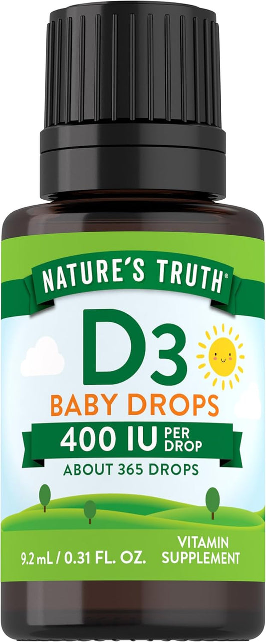 Infant Vitamin D3 Drops | 400 IU | 9.2 mL | Vegetarian & Non-GMO | Kids Supplement