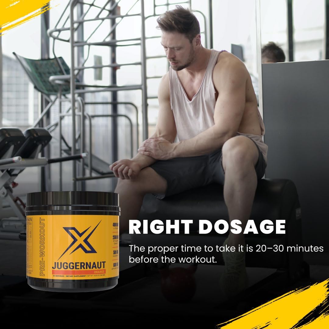 Infinite Labs Juggernaut X Pre-Workout Supplement - Orange Flavor, Enhances Strength, Endurance, Energy - L-Citrulline, Beta-Alanine, Creatine, VasoDrive - 30 Servings
