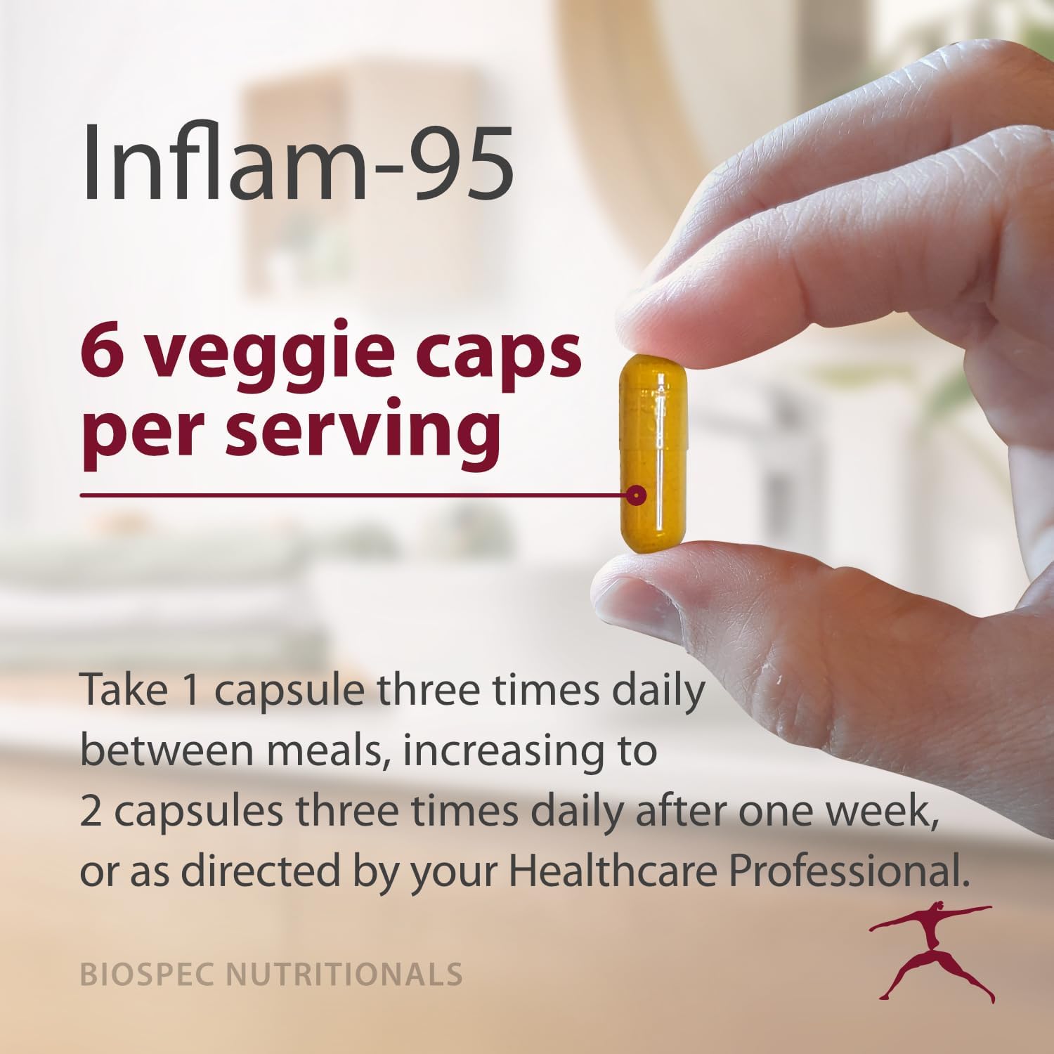 Inflam-95 Supplement with Ginger Root, Curcumin, Boswellia, Nettle Leaf, Bioperine for Healthy Inflammatory Response