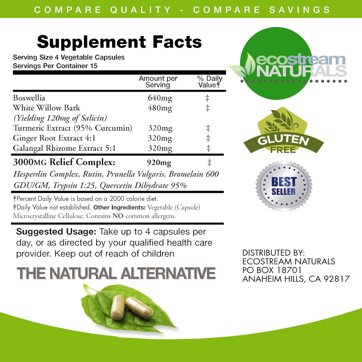 InflamCalm Advanced Women's Formula 3000 with Turmeric, Curcumin, Enzymes, and Boswellia - Vegetarian, Gluten Free