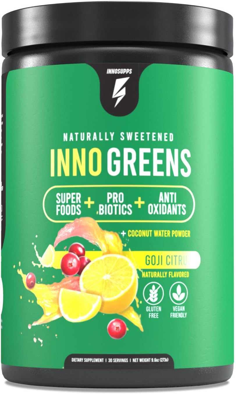 InnoSupps Inno Greens: Organic Superfoods with Probiotics - Antioxidant & Hydration Boost - 30 Servings