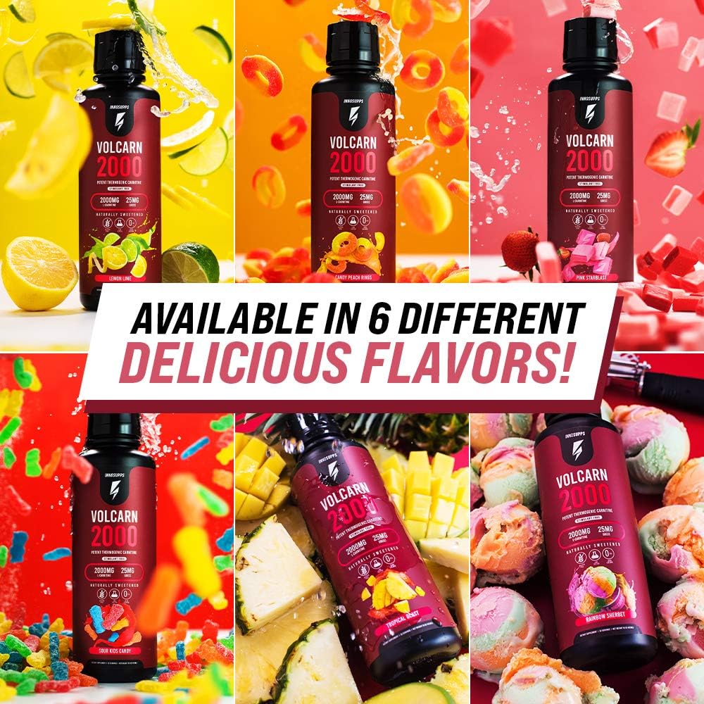 InnoSupps Volcarn 2000 - L-CARNITINE Liquid Energy Booster with ATP Enhancer - Lemon Lime Flavor - Caffeine Free - 32 Servings