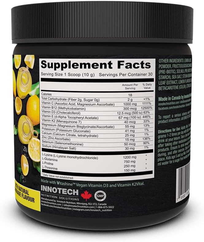 Innotech Immune Essentials Powder Supplement - Lemon Flavour, 300g