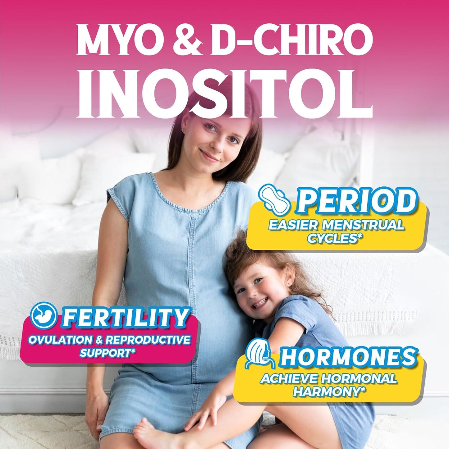 Inositol Fertility Supplements for Women - 40:1 Ratio, Hormone Balance, Ovarian Support - 100 Vegan Capsules