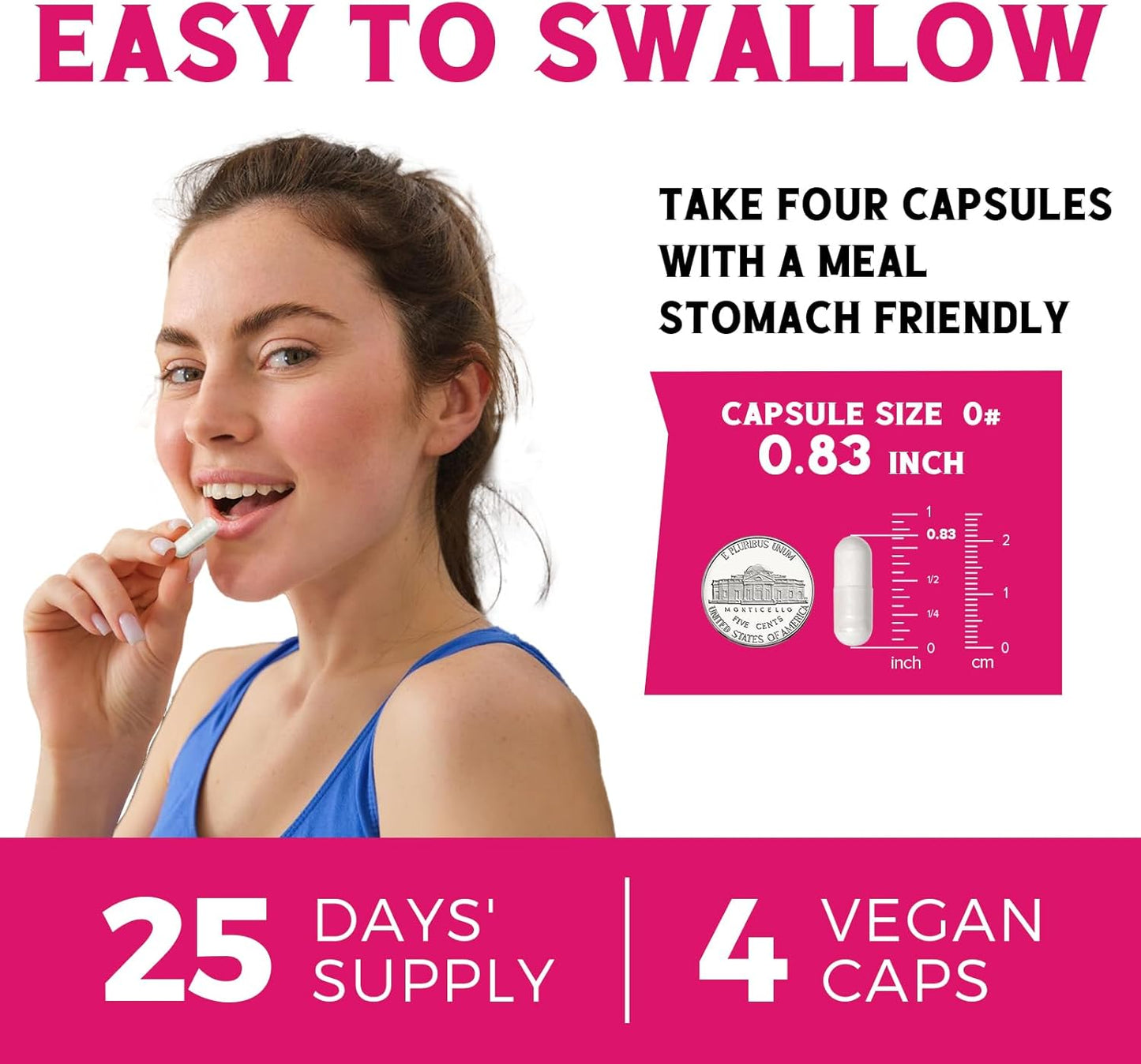Inositol Fertility Supplements for Women - 40:1 Ratio, Hormone Balance, Ovarian Support - 100 Vegan Capsules
