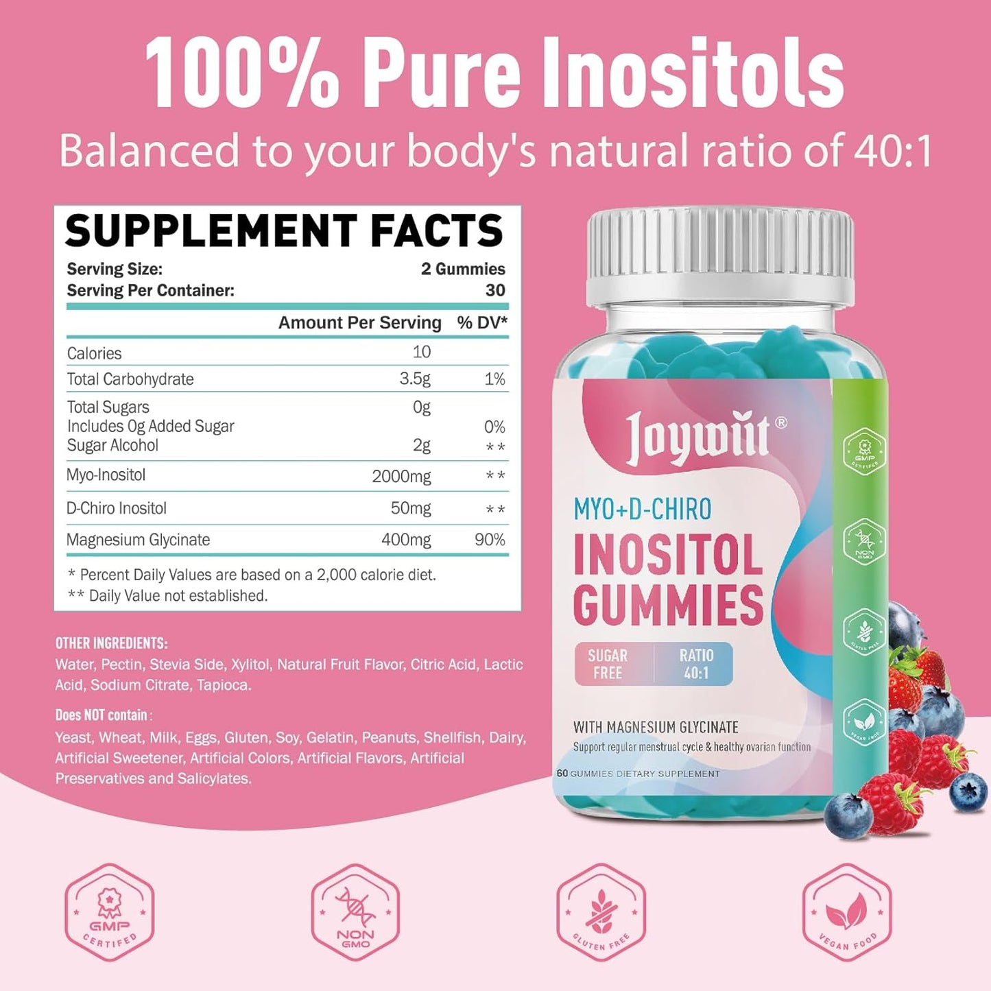 Inositol Gummies for Women with Magnesium - Fertility & Hormone Balance Support - 120CT