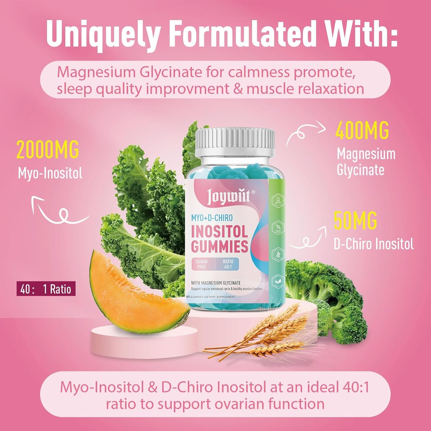Inositol Gummies for Women with Magnesium - Fertility & Hormone Balance Support - 120CT