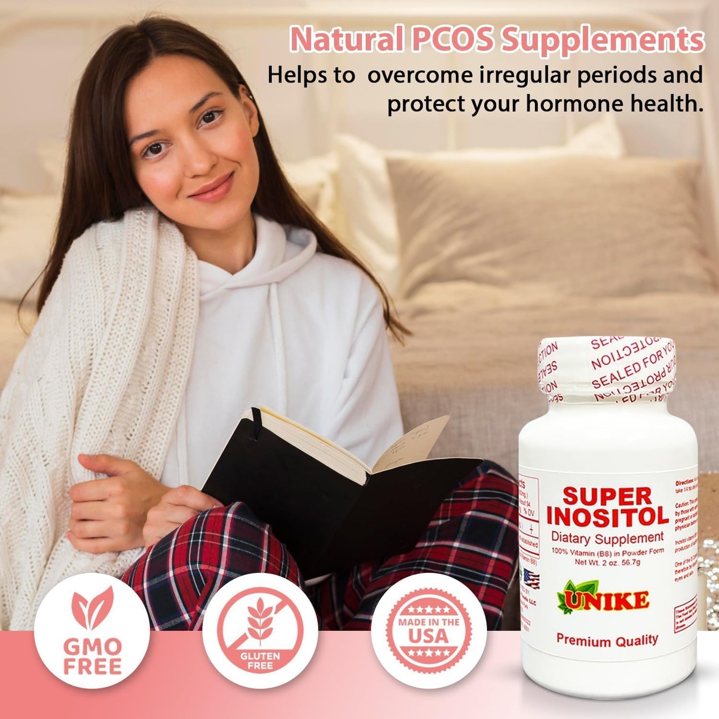 Inositol Powder Supplement for Hormonal Balance, Fertility, and Ovarian Support - Gluten-Free, Vegan Formula - 8 Oz Pack