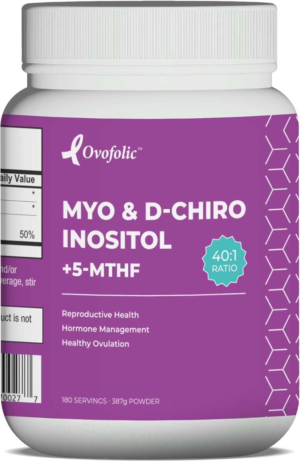 Inositol Supplement with Active Folate for Hormone Balance - 40:1 Ratio - 180 Servings, 387g Jar