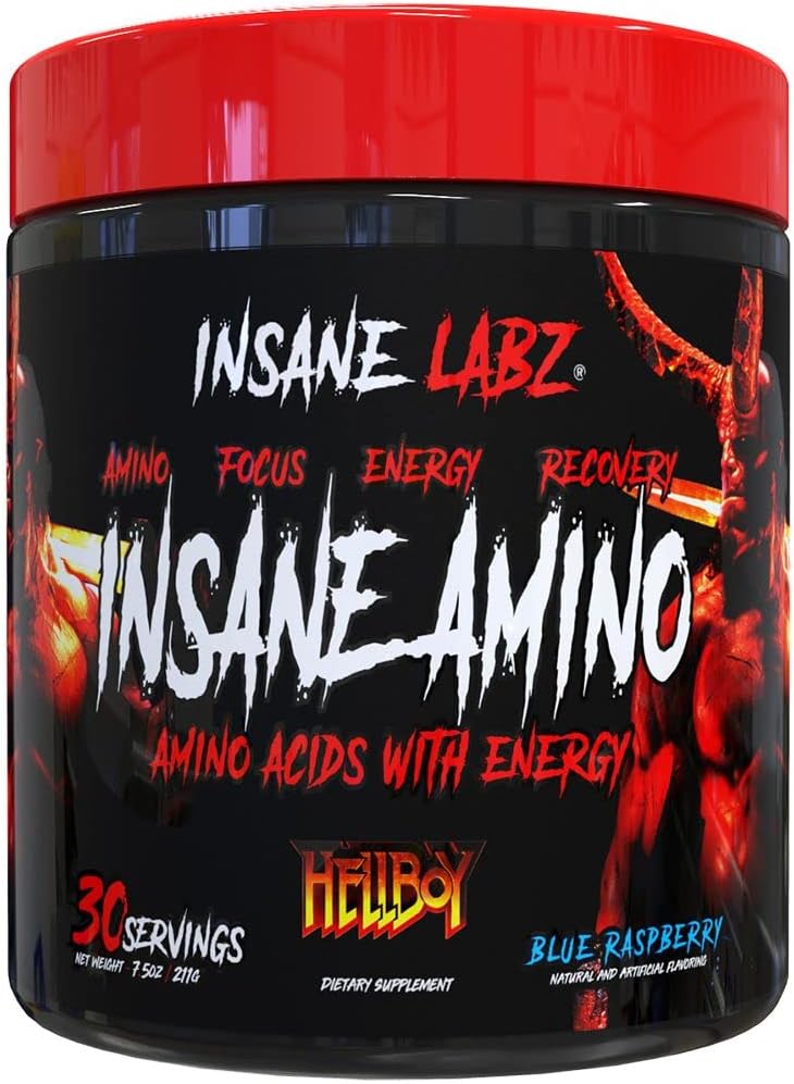 Insane Labz Hellboy Bundle: Psychotic Pre Workout & Amino BCAA - Boost Muscle, Strength, Focus, Recovery - Blue Raspberry Flavor