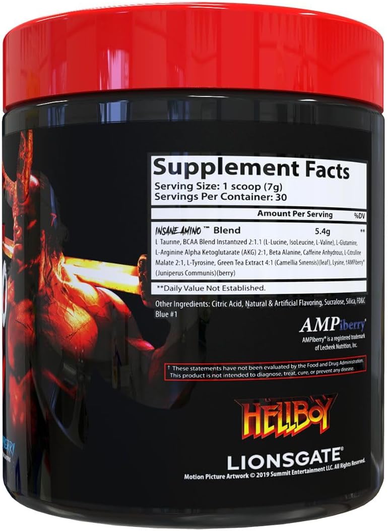 Insane Labz Hellboy Bundle: Psychotic Pre Workout & Amino BCAA - Boost Muscle, Strength, Focus, Recovery - Blue Raspberry Flavor