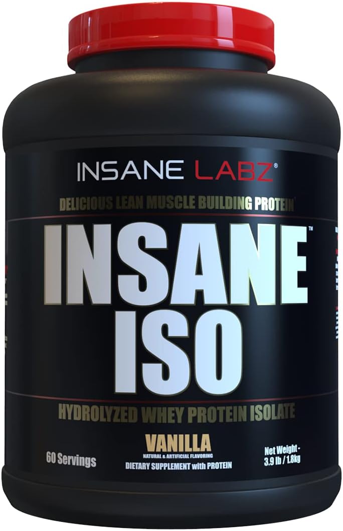 Insane Labz Insane ISO Whey Protein Powder - 25g Hydrolyzed Whey Isolate, 60 Servings, Vanilla Flavor
