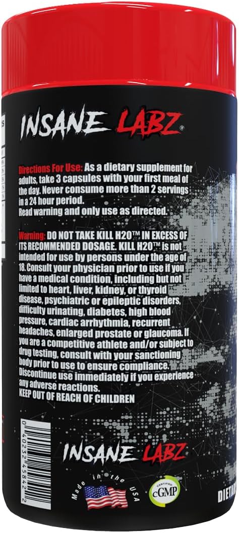 Insane Labz Kill H2O: AMPiberry Diuretic with Dandelion Root and Green Tea - 20 Servings
