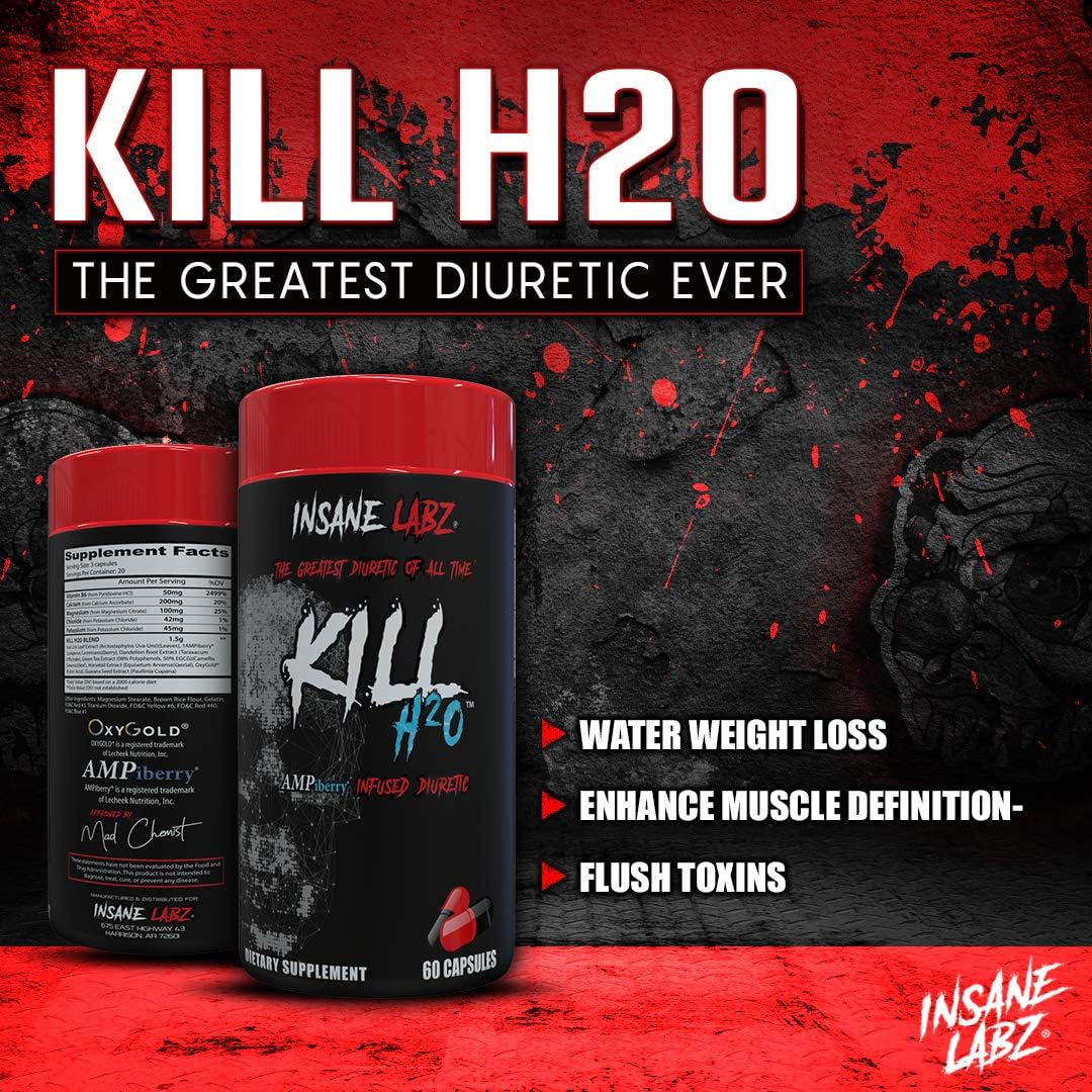 Insane Labz Kill H2O: AMPiberry Diuretic with Dandelion Root and Green Tea - 20 Servings