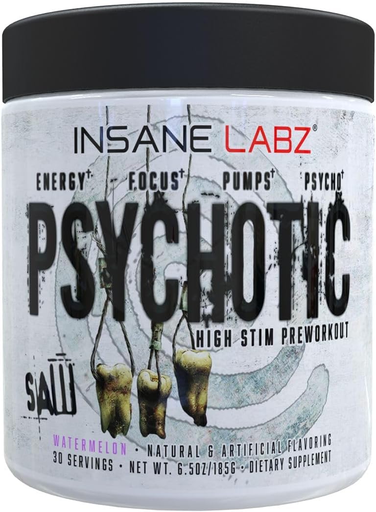 Insane Labz Psychotic Saw® and Bloodbath Pre Workout Stack - Boost Muscle Mass, Vascularity, Strength, Energy, Focus - Watermelon, 30 Servings