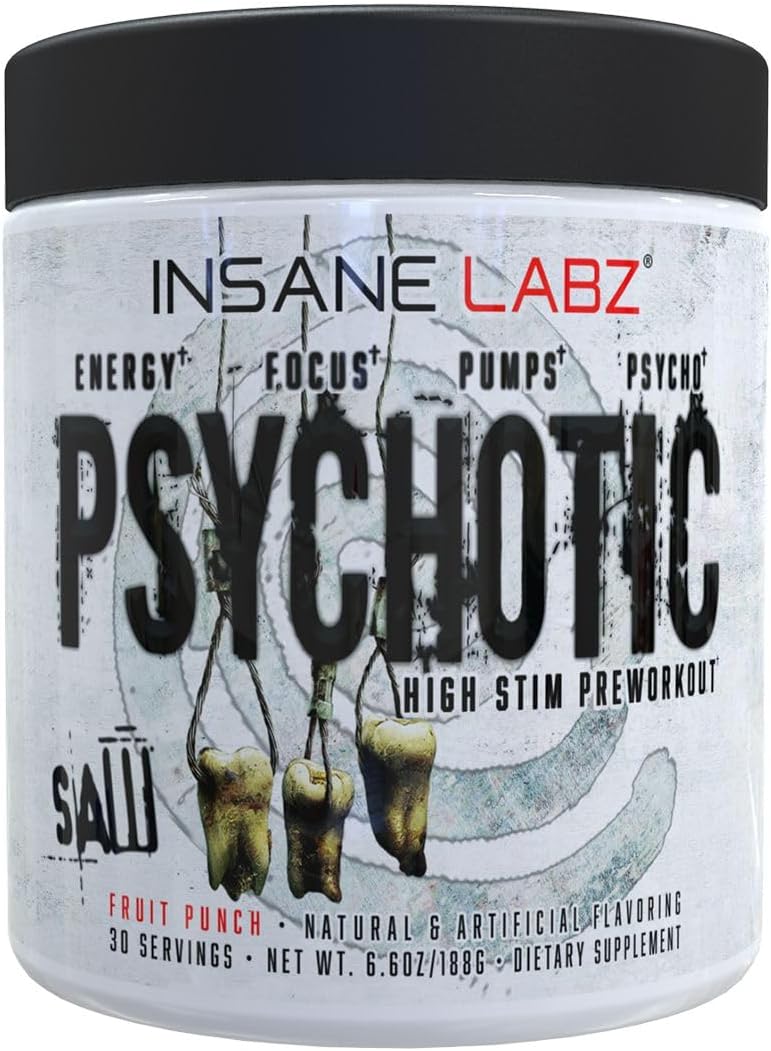 Insane Labz Psychotic Saw and Bloodbath Pre Workout Stack - Enhance Muscle Mass, Vascularity, Strength, Energy, Focus - Fruit Punch, 30 Servings