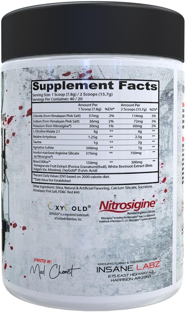 Insane Labz Psychotic Saw and Bloodbath Pre Workout Stack - Enhance Muscle Mass, Vascularity, Strength, Energy, Focus - Fruit Punch, 30 Servings