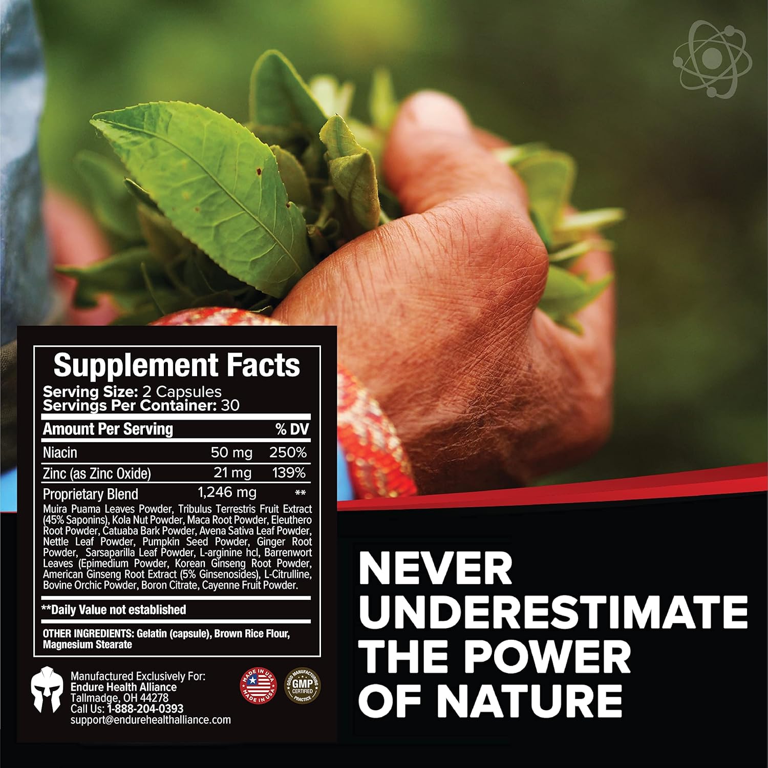 Instahard Capsules with Maca Root, Tribulus Terrestris Extract, Muira Puama - Supports Energy, Performance, Wellness, & Nitric Oxide - 60 Count