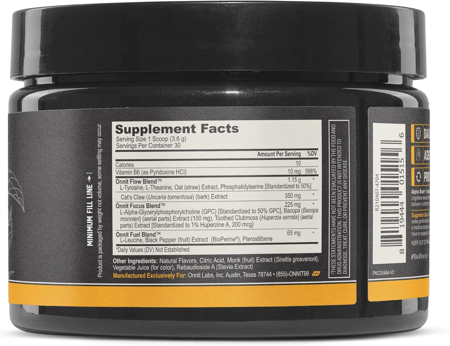Instant Peach Tub Onnit Alpha Brain Supplement for Cognitive Support