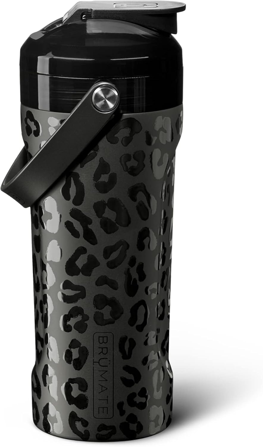 Insulated Stainless Steel Protein Shaker Bottle - 26oz Leakproof Blender Shaker for Gym & Workouts in Onyx Leopard Design