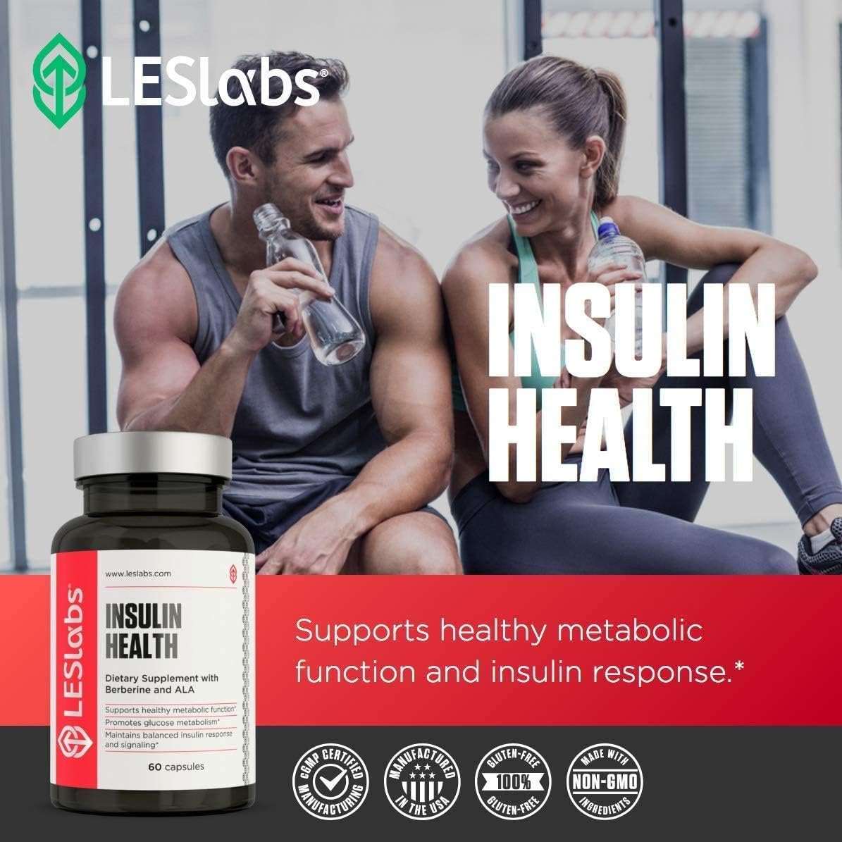 Insulin Health Support Supplement with Berberine, Chromium, Olive Leaf, Alpha Lipoic Acid & Vanadium - 60 Capsules