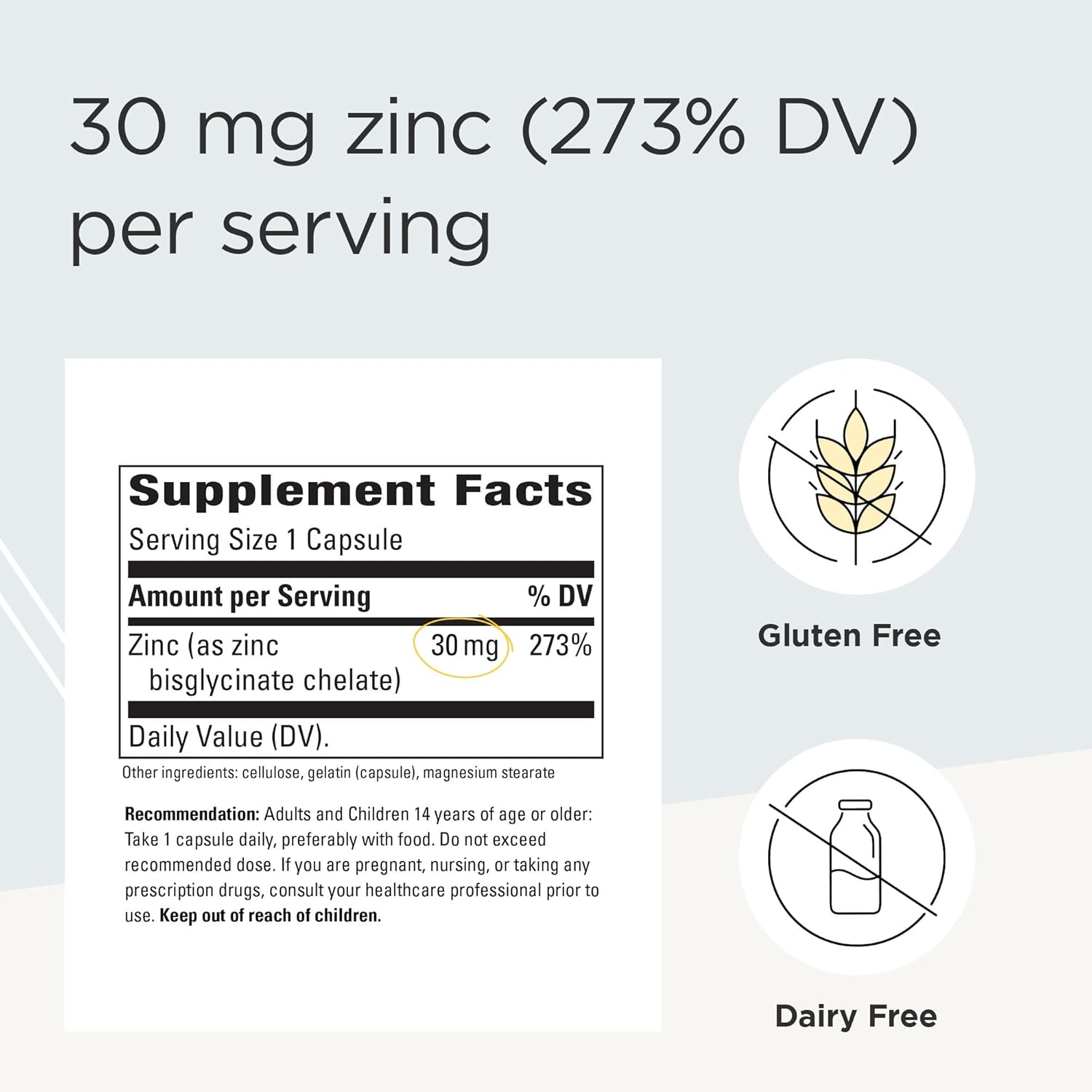 Integrative Therapeutics Zinc Chelate Supplement for Immune Support - 100 Capsules, High Absorption Formula
