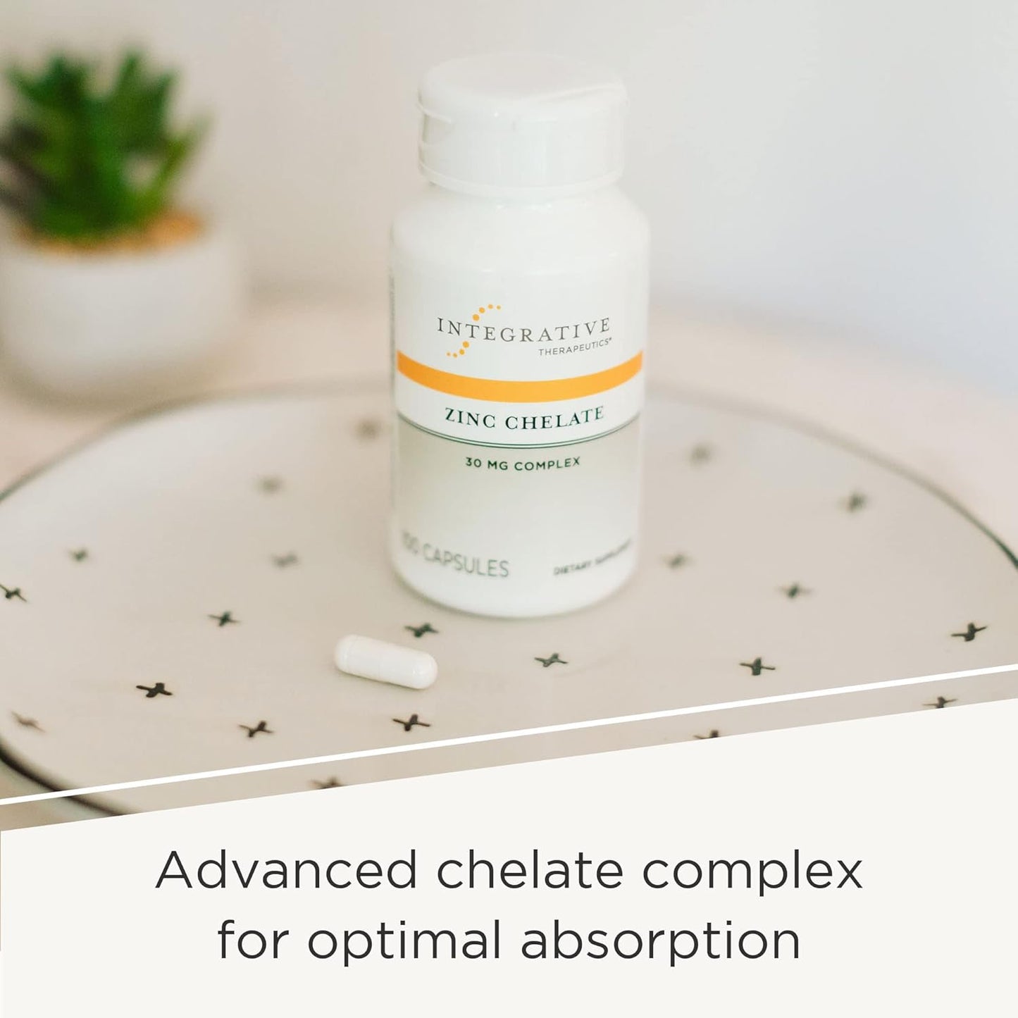 Integrative Therapeutics Zinc Chelate Supplement for Immune Support - 100 Capsules, High Absorption Formula