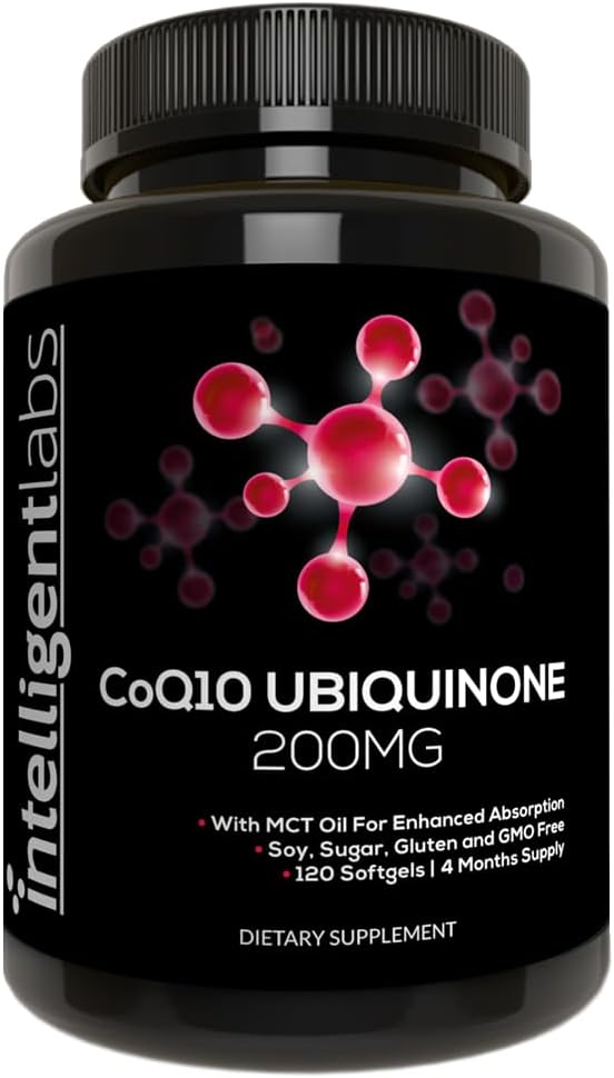 Intelligent Labs CoQ10 Ubiquinone Softgels 200mg | Enhanced Absorption with MCT Oil | 120 Servings, 4 Months Supply | Non-GMO