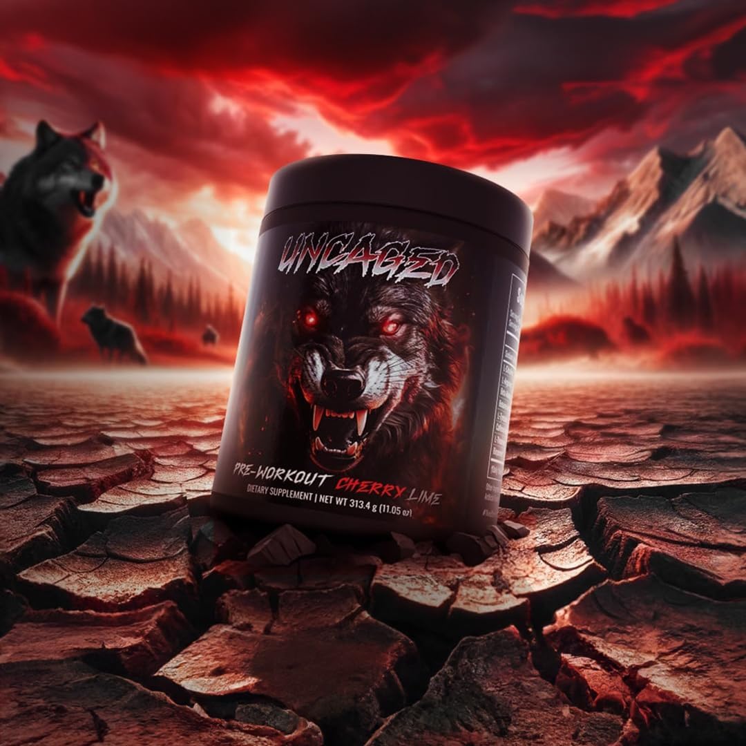 Intense Energy & Focus Pre-Workout Powder with L-Citrulline & Beta-Alanine - Alpha Wolf Uncaged - Cherry Lime Flavor - 30 Servings