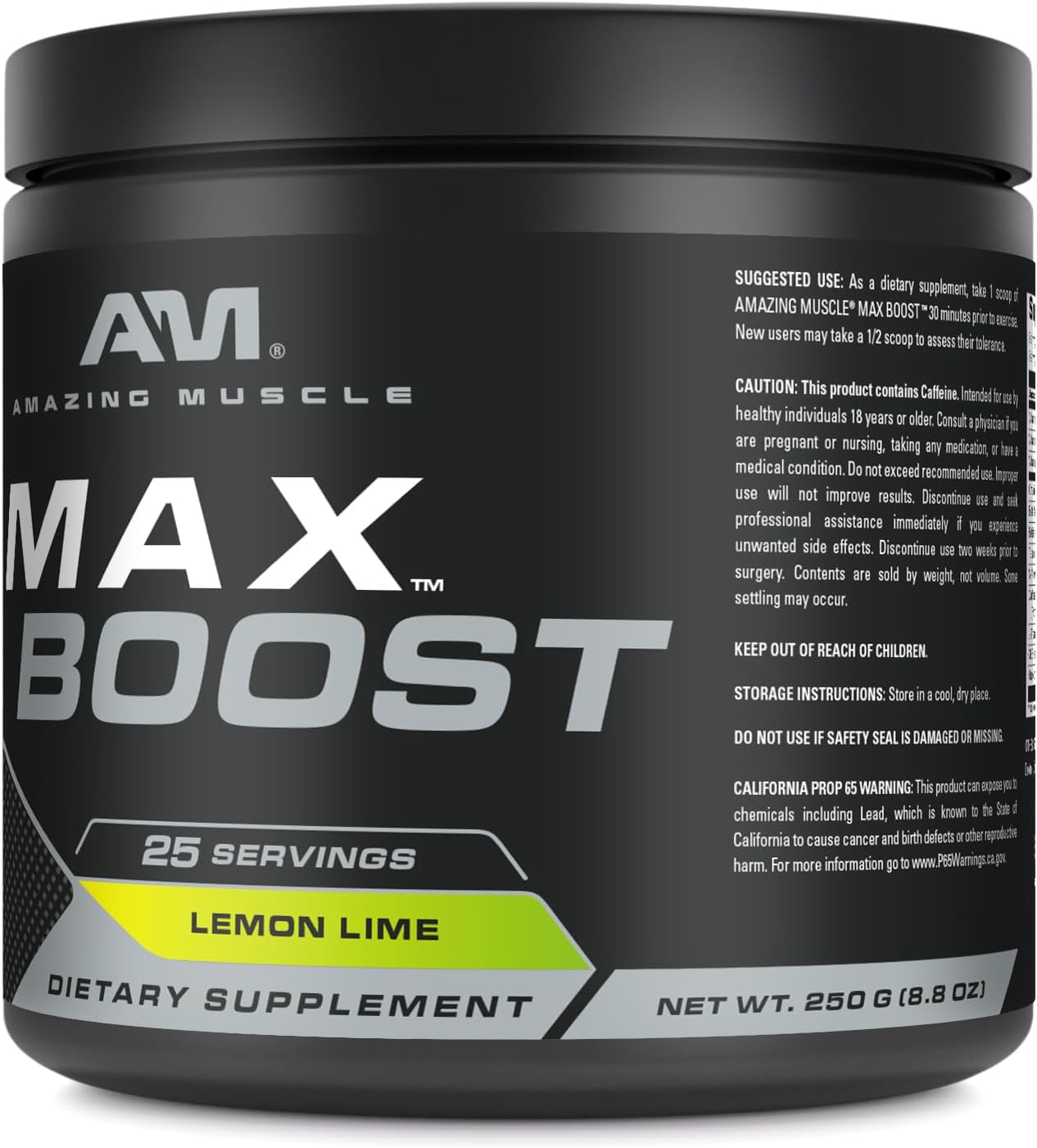 Intense Pre-Workout Supplement for Men & Women | Muscle Max Boost | Contains Creatine, Caffeine, Beta-Alanine | 25 Servings, Lemon Lime Flavor