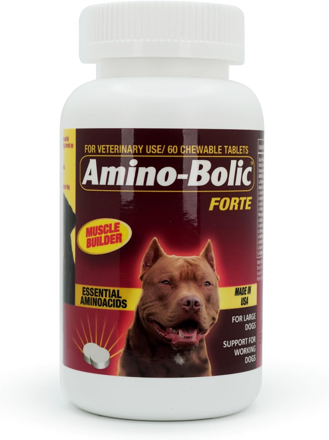 Interfarma Corp Amino-Bolic Forte Muscle Growth Supplement for Working Dogs - 60 Chewable Tablets - Beacon Flavor - Soy Protein & Essential Amino Acids