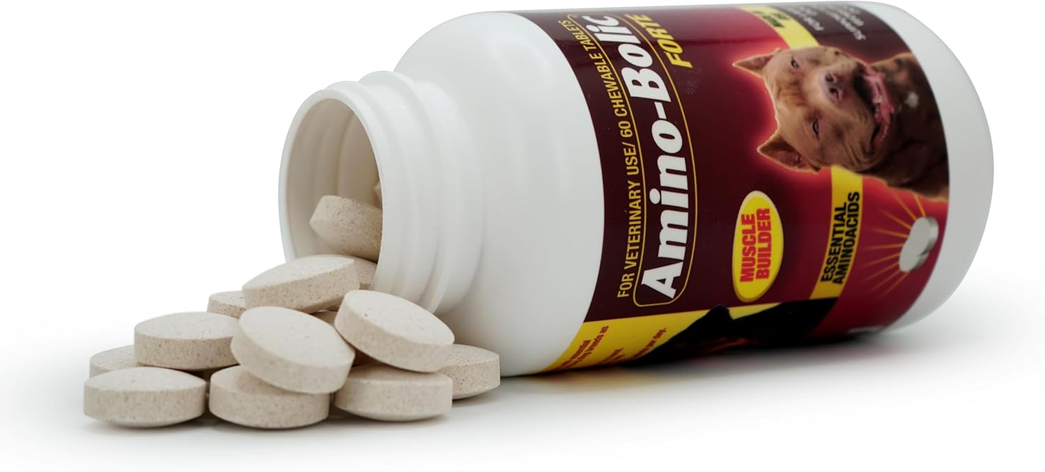 Interfarma Corp Amino-Bolic Forte Muscle Growth Supplement for Working Dogs - 60 Chewable Tablets - Beacon Flavor - Soy Protein & Essential Amino Acids