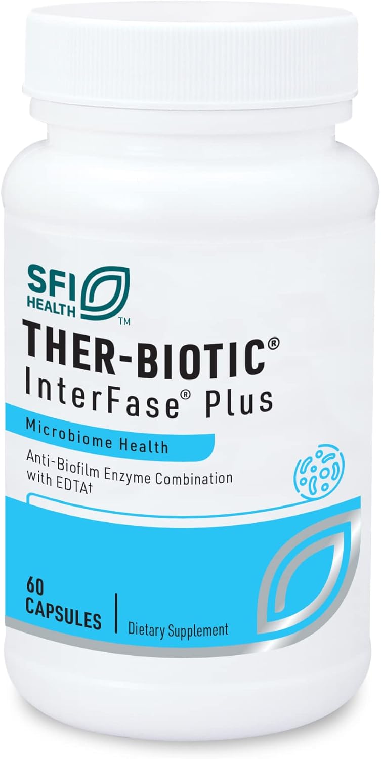 Interfase Plus Enzyme Combination with EDTA - Supports Gastrointestinal Health, Gut Flora, Biofilm Disruption, and Detox - 60 Capsules