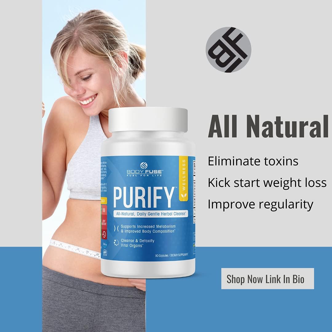 Internal Organ Detox Cleanse Supplement | Body Fuse Purify | All Natural | 45 Servings 90 Capsules