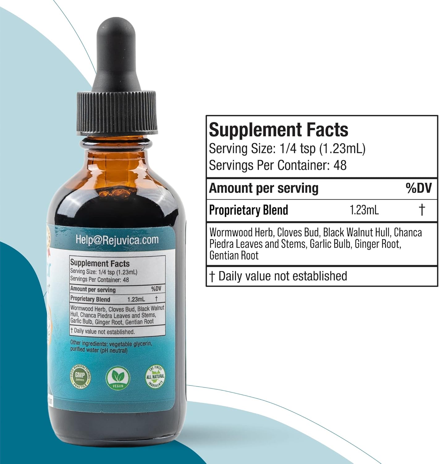 IntestiClear by Rejuvica Health - Liquid Intestinal Support Supplement with Wormwood, Cloves, Black Walnut, Garlic - Advanced Formula for Better Absorption