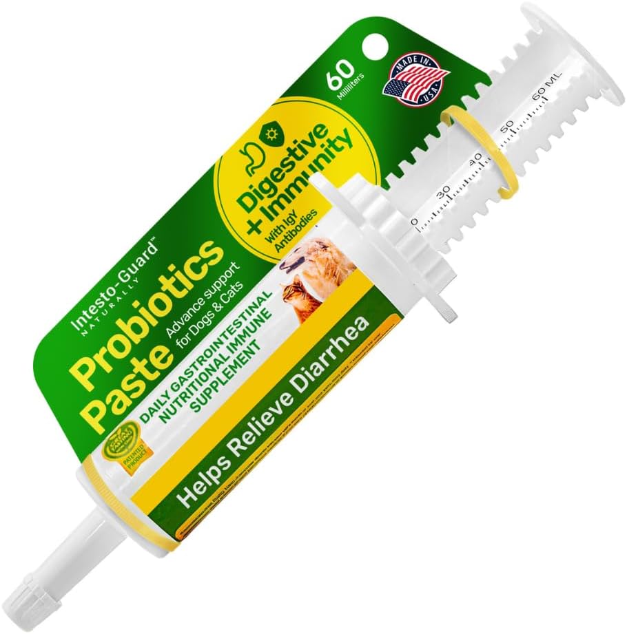 Intesto-Guard Probiotics Paste 60ML for Dogs & Cats | Helps with Diarrhea & Immune Health | IgY Antibodies | Made in USA