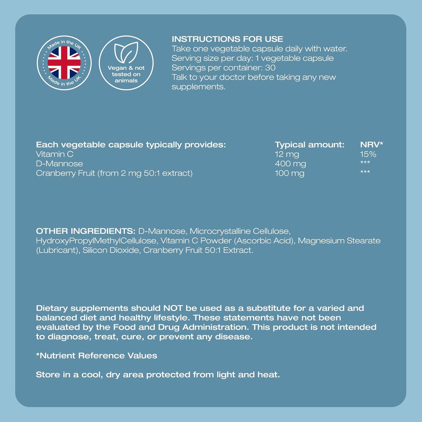 Intimina Clear Women's Urinary Health Supplements with Cranberry, D-Mannose, and Vitamin C for UTI Prevention and Bladder Support