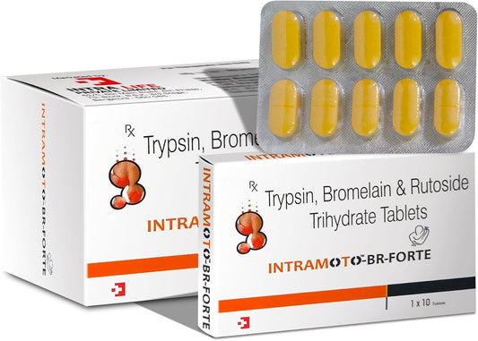 Intra Life Intramoto-BR-Forte Tablets with Trypsin, Bromelain, and Rutoside for Joint Support
