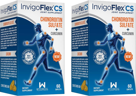 INVIGOFLEX Chondroitin Sulfate & Turmeric Curcumin Joint Supplement for Knee, Hand, Back & Hip - Non GMO, Premium Quality - 2 Pack